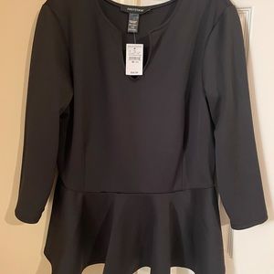 NWT Black peplum top size 14/16